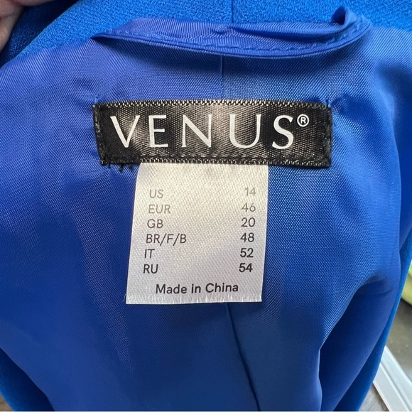 Venus Royal Blue Women’s Open Front Blazer Coat Jacket Size 14 Business Suit - Picture 14 of 15